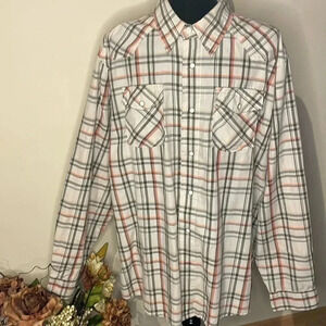 Wrangler Jeans Co. RED Western 2XL Pearl Snap Long-Sleeved Shirt